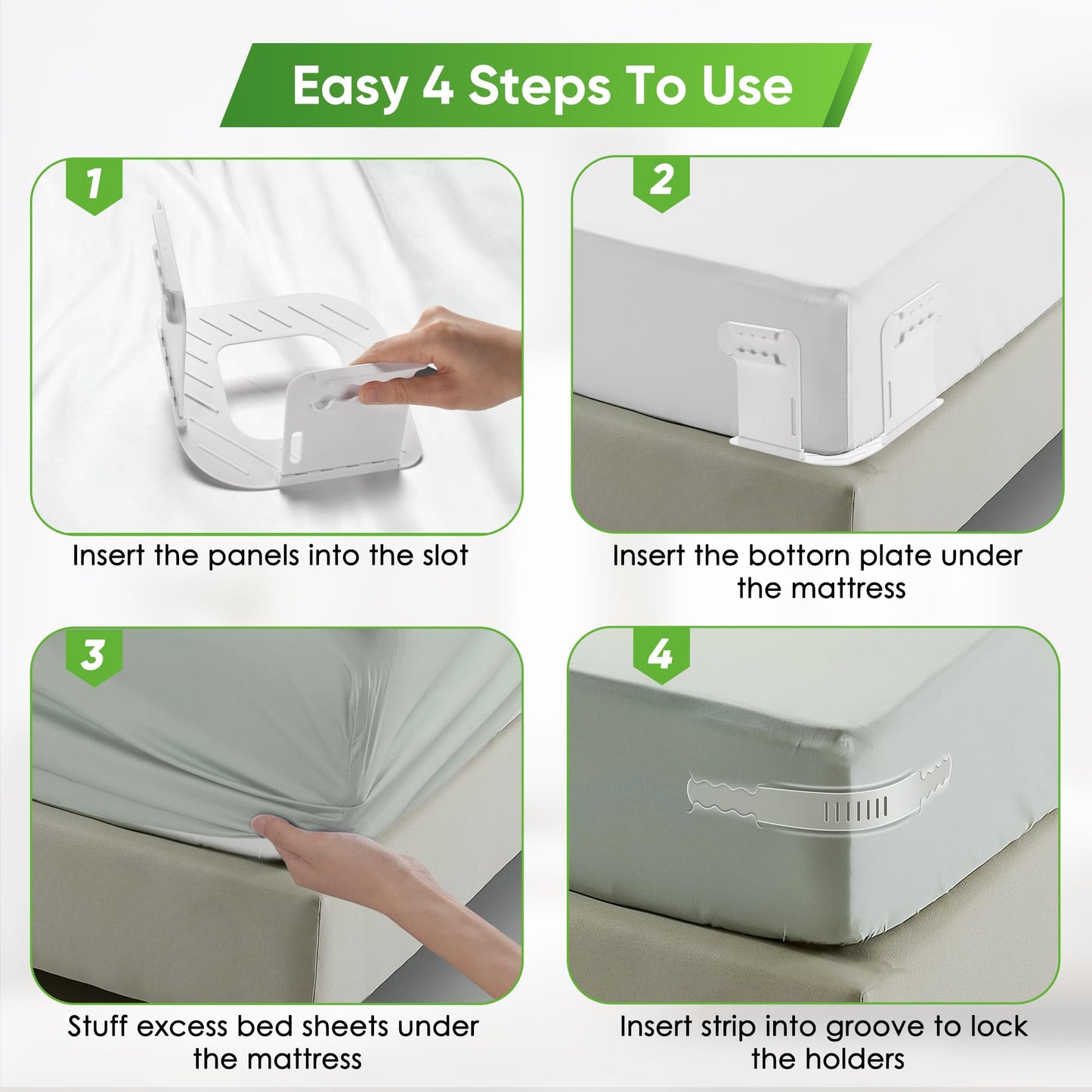 ROBLED Bed Sheet Holder for Bed Corners Locks Sheet Tight All Night