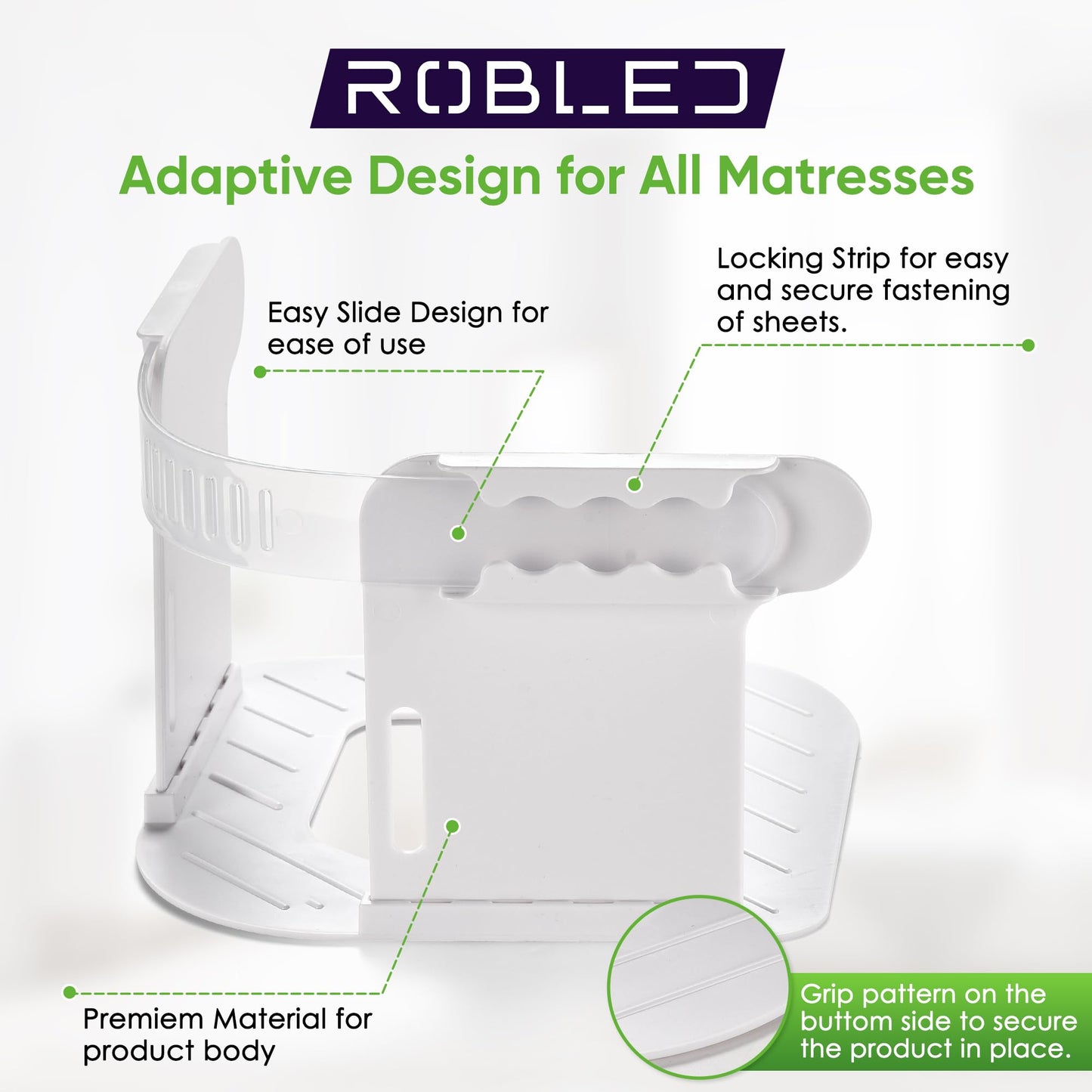 ROBLED Bed Sheet Holder for Bed Corners Locks Sheet Tight All Night